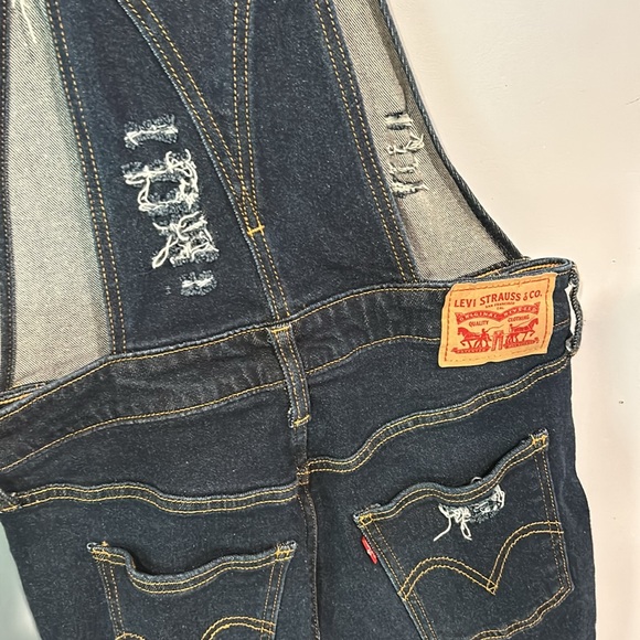 Levi Strauss Dark Denim Capri Overalls - Picture 3 of 6